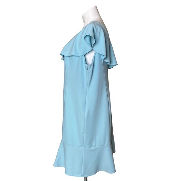 Julia Jordan One Strap Ruffle Shoulder Dress, Light Blue Women's Size 20W - Picture 6 of 10